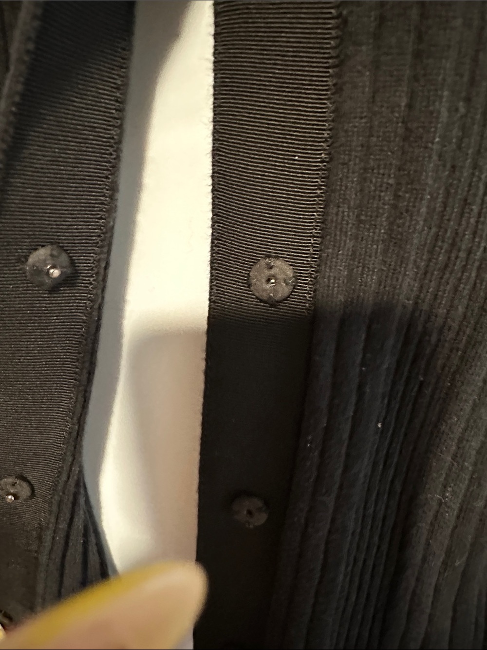 CAbi Black Ribbed Button Cardigan with Subtle Ruffle - Picture 3 of 3